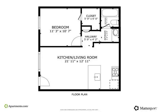 1 Bed • 1 Bath 208 floor plan